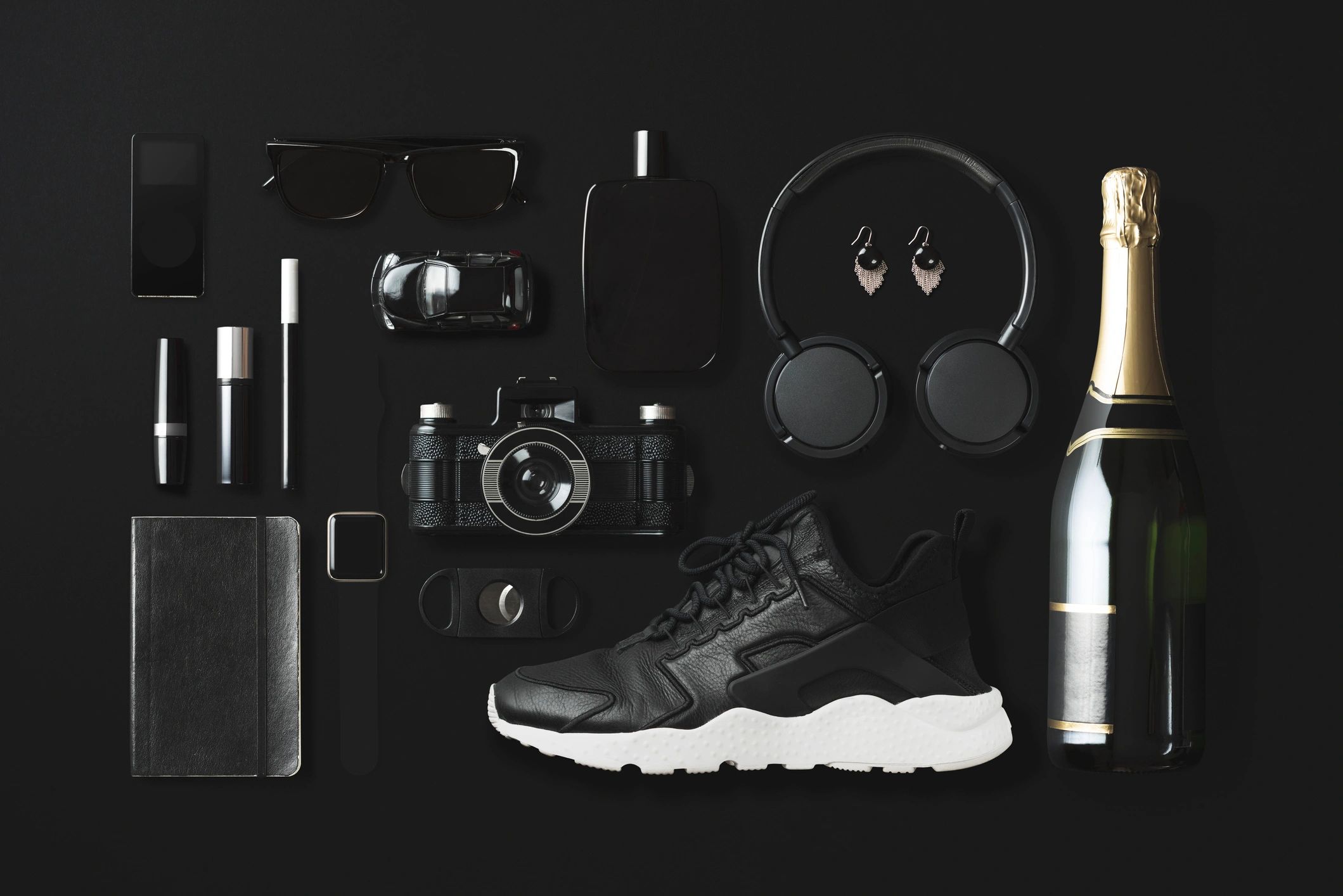 Curated shopping items arranged in a flat lay